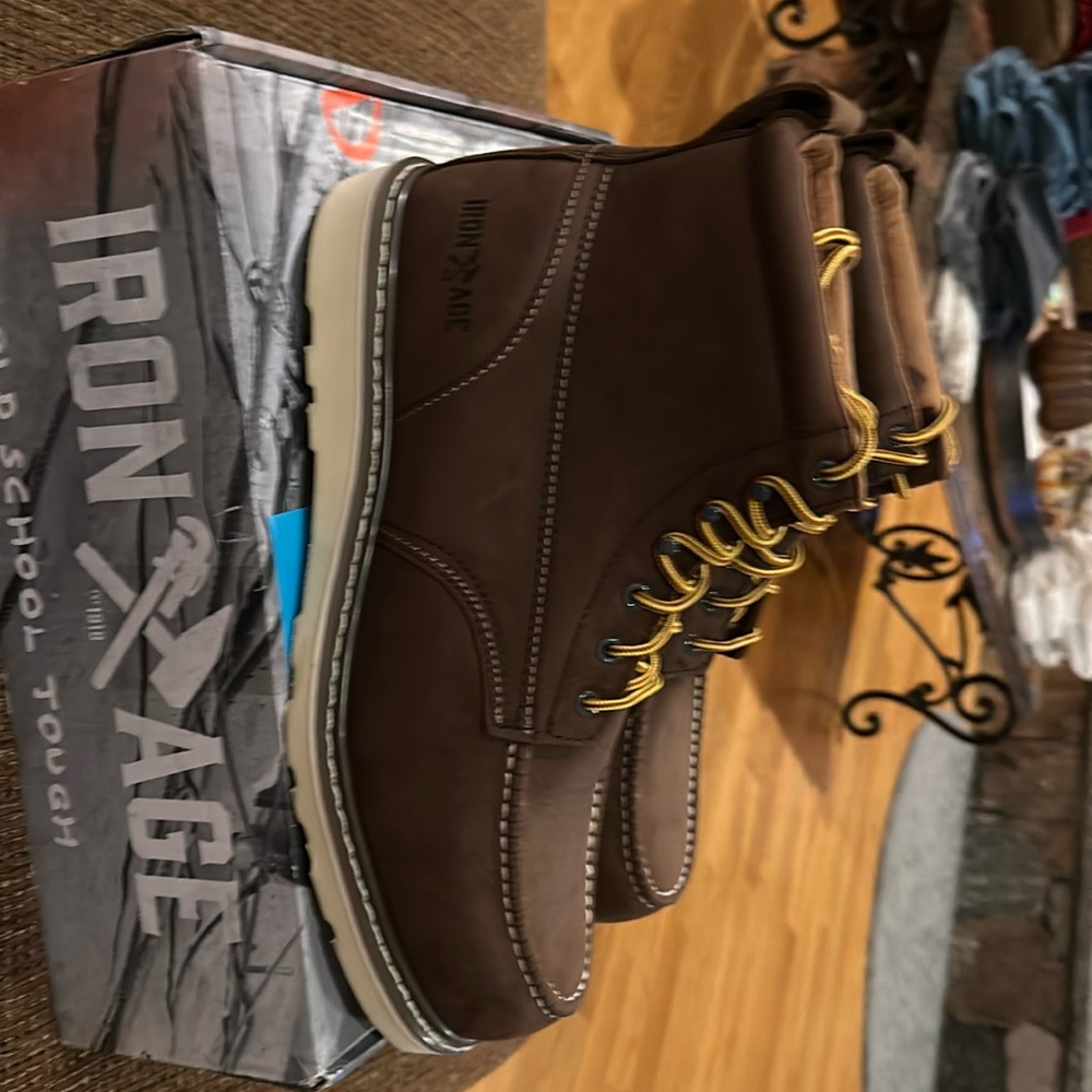 IRON AGE men’s REINFORCER MEN'S BROWN 6" WEDGE WORK BOOT IA5061 - Picture 7 of 15